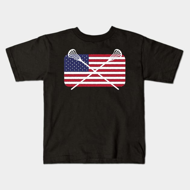 Lacrosse USA American Flag Kids T-Shirt by anacarminda